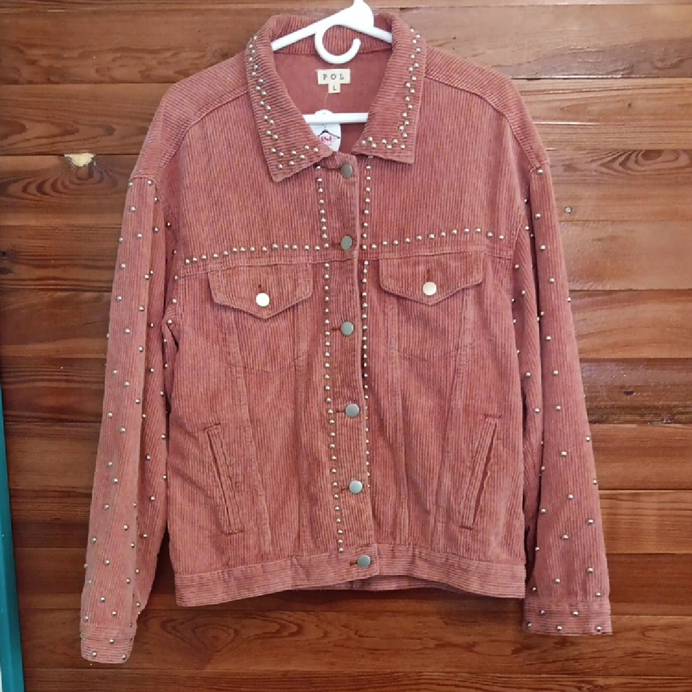 NWT POL Riveted Corduroy Jacket in Dried Tomato